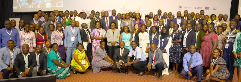 A group picture with the Minister of Health, Dr. Jane Ruth Aceng at the 10th QI Conference